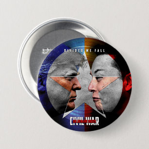 Trump Elon Civil War Donald vs Musk Political 7.5 Cm Round Badge