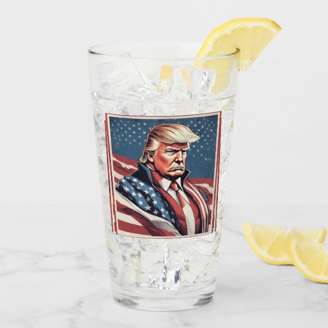 Trump Epic American Flag Drinkware Glass (Back Ice)