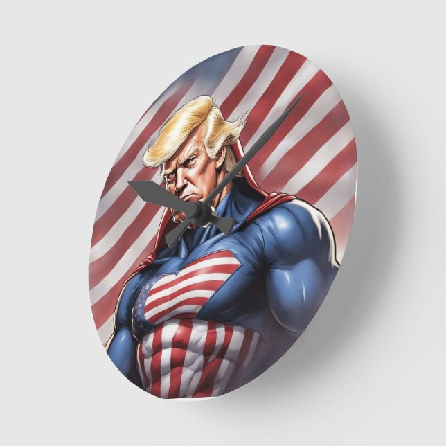 Trump Epic Superhero Wall Clock (Angle)