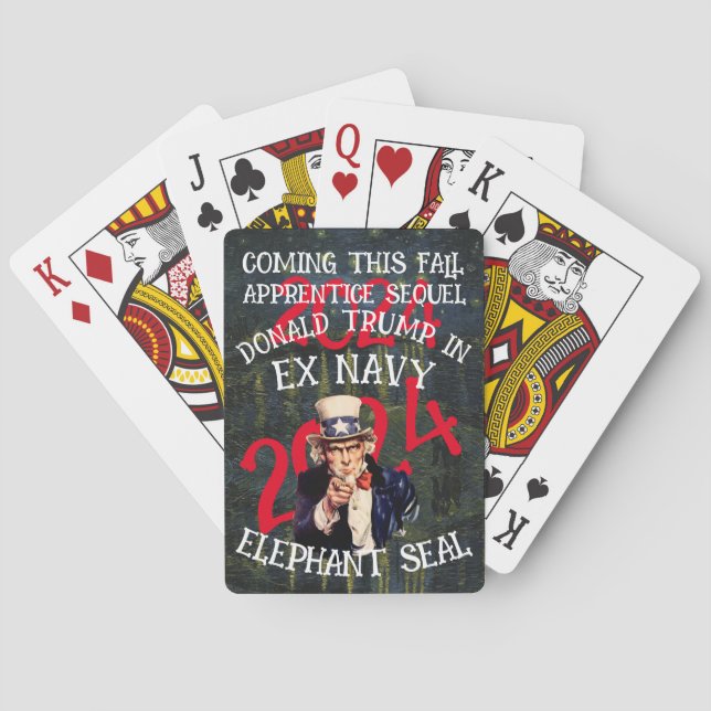 Trump Ex Navy Elephant Seal Cage Fighting Playing Cards (Back)