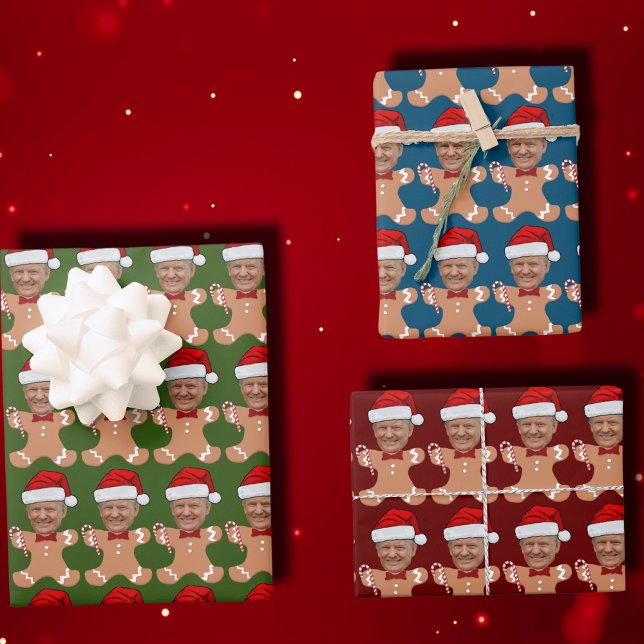 Trump Face Custom Face Photo Gingerbread Wrapping Paper Sheet (Creator Uploaded)