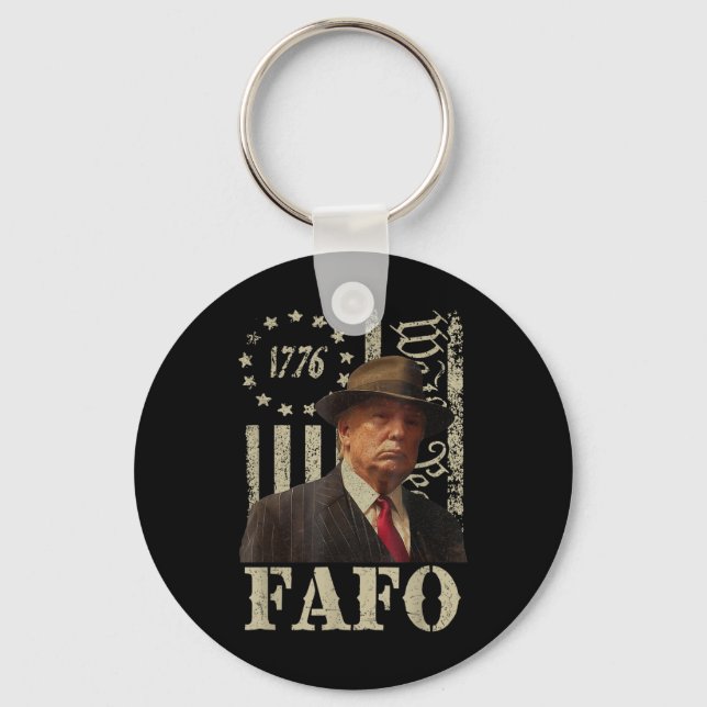 Trump Fafo, Retro Fafo Trump American Flag  Key Ring (Front)