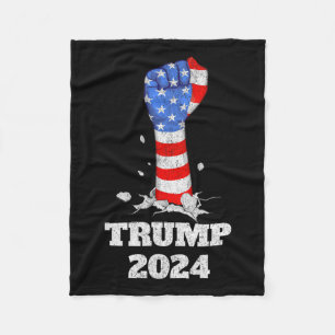 Trump Fist 2024 Stand With Trump 2024 Fleece Blanket