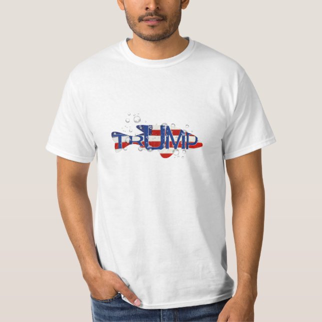 Trump Flag Fish in Bubbles T-Shirt (Front)