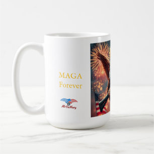 Trump Flaming Haired Bald Eagle MAGA Forever Coffee Mug