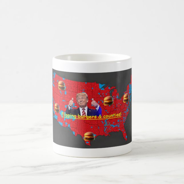 Trump flipping burgers and counties thumbs up coff coffee mug (Center)