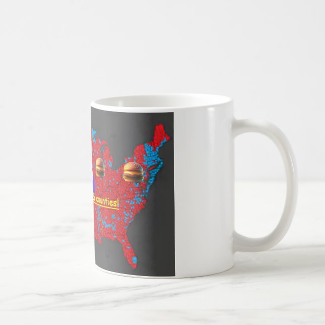 Trump flipping burgers and counties thumbs up coffee mug (Right)