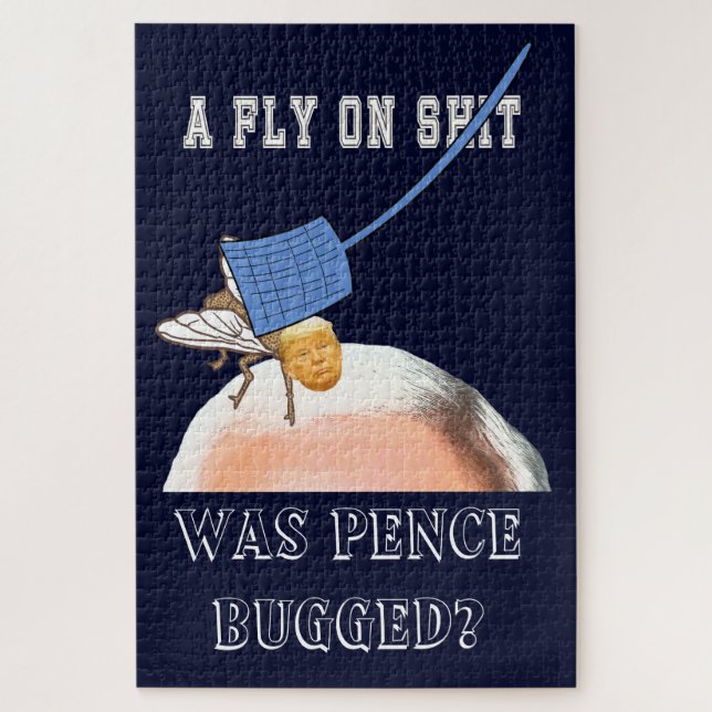 Trump Fly on Pence Head with Flyswatter, ZFJ Jigsaw Puzzle (Vertical)