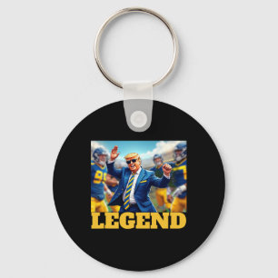 Trump Football Dancing Collegiate Blue And Yellow Key Ring