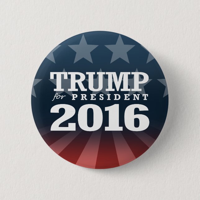 TRUMP FOR PRESIDENT 2016 6 CM ROUND BADGE (Front)