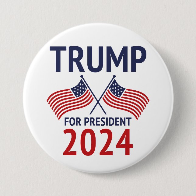 Trump For President 2024 7.5 Cm Round Badge (Front)