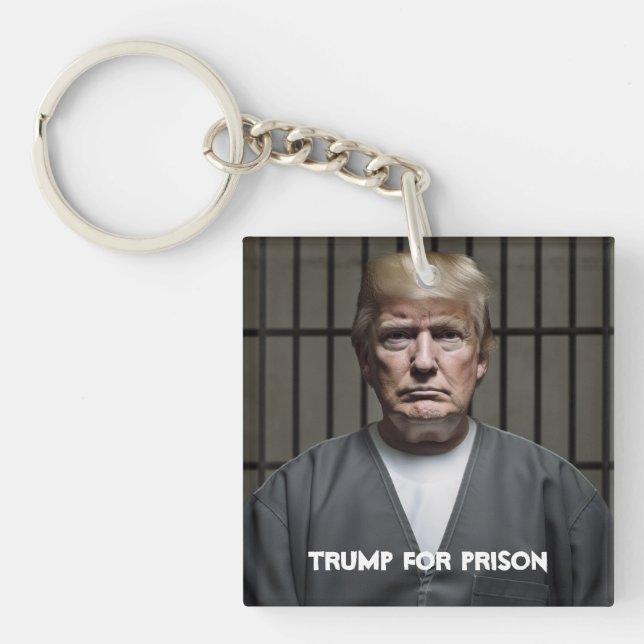 Trump For Prison Trump in Jail Key Ring (Front)