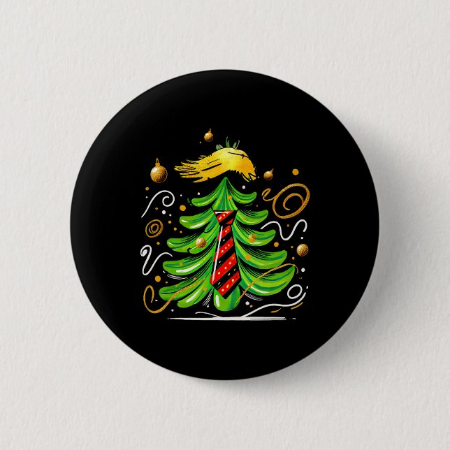 Trump Funny Christmas Tree  6 Cm Round Badge (Front)