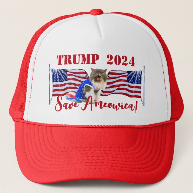 TRUMP fur A'meowica! Cute Cat  Trucker Hat (Front)