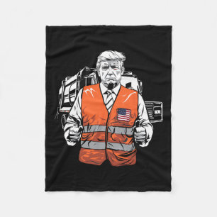 Trump Garbyge Truck Vest Fleece Blanket