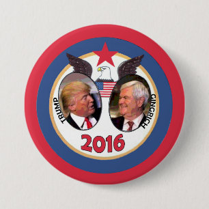 Trump / Gingrich 2016 7.5 Cm Round Badge