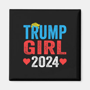 Trump Girl 2024 Cute Trump Flag Women Girls Kids Magnet