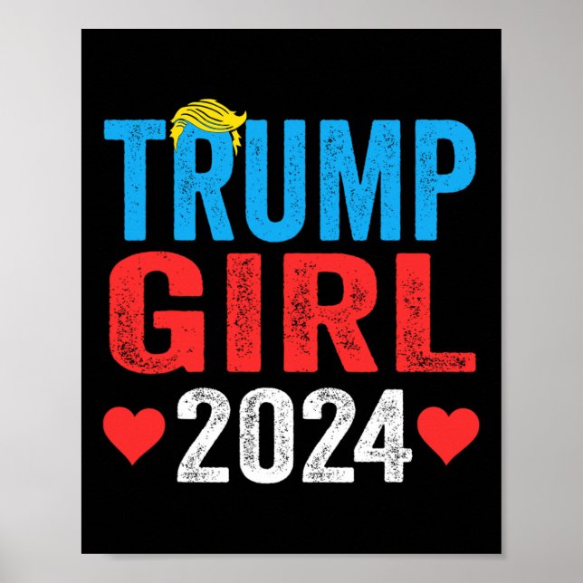 Trump Girl 2024 Cute Trump Flag Women Girls Kids  Poster (Front)