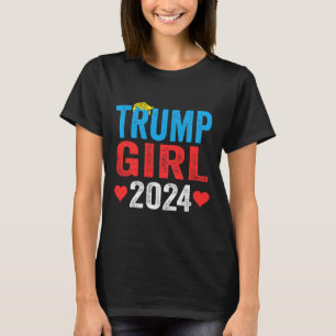 Trump Girl 2024 Cute Trump Flag Women Girls Kids  T-Shirt