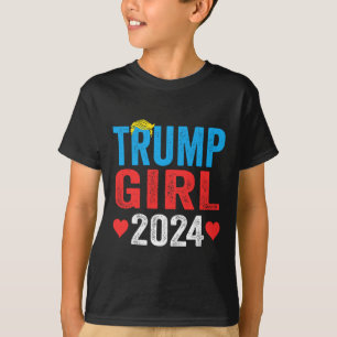 Trump Girl 2024 Cute Trump Flag Women Girls Kids  T-Shirt
