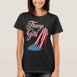 Trump Girl 2024 High Heels American Flag Women Rep T-Shirt