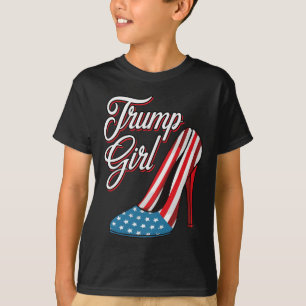 Trump Girl 2025 High Heels American Flag Women Rep T-Shirt