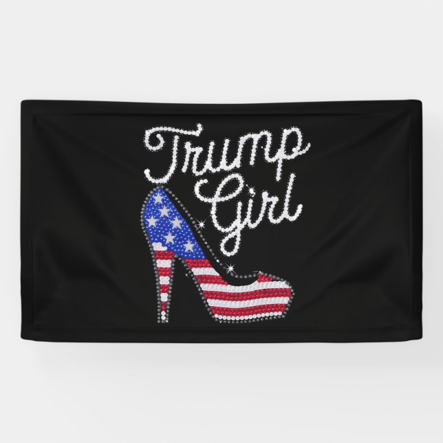 Trump Girl High Heel American Flag Bling Patriot Banner (Horizontal)