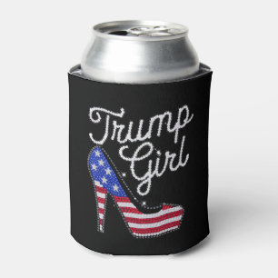 Trump Girl High Heel American Flag Bling Patriot Can Cooler