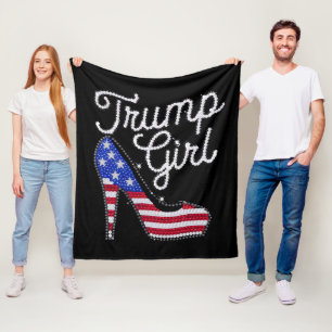 Trump Girl High Heel American Flag Bling Patriot Fleece Blanket