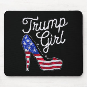 Trump Girl High Heel American Flag Bling Patriot Mouse Mat