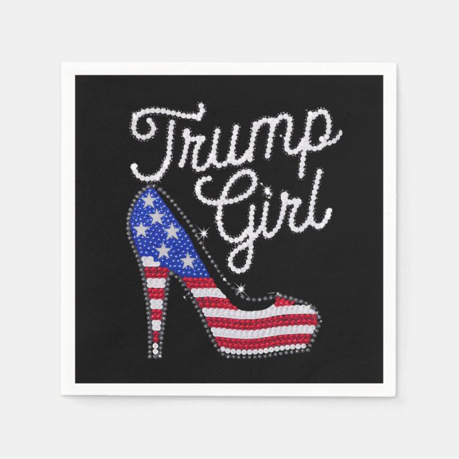 Trump Girl High Heel American Flag Bling Patriot Napkin (Front)
