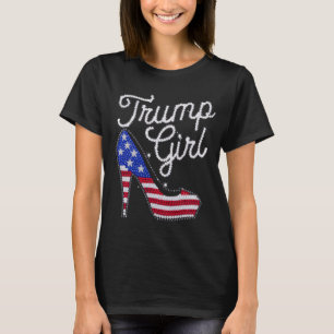 Trump Girl High Heel American Flag Bling Patriot T-Shirt