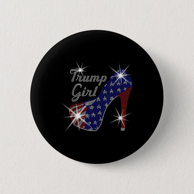 Trump Girl High Heel American Flag Vote Donald Tru 6 Cm Round Badge (Front)