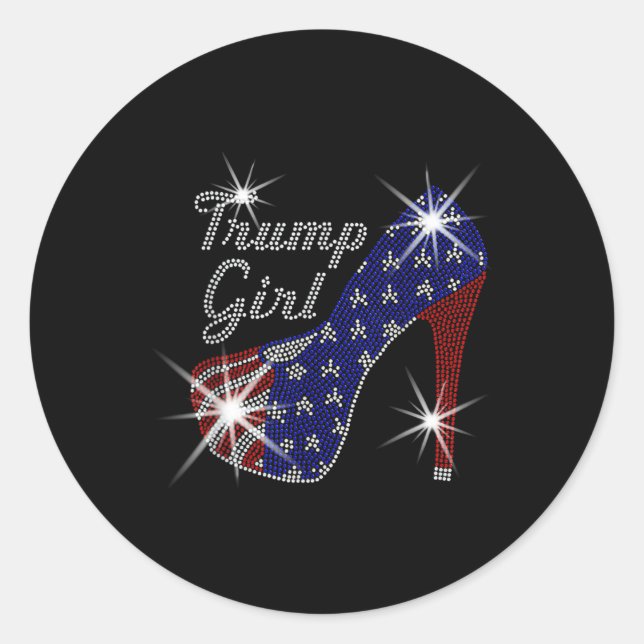 Trump Girl High Heel American Flag Vote Donald Tru Classic Round Sticker (Front)