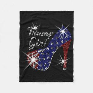 Trump Girl High Heel American Flag Vote Donald Tru Fleece Blanket