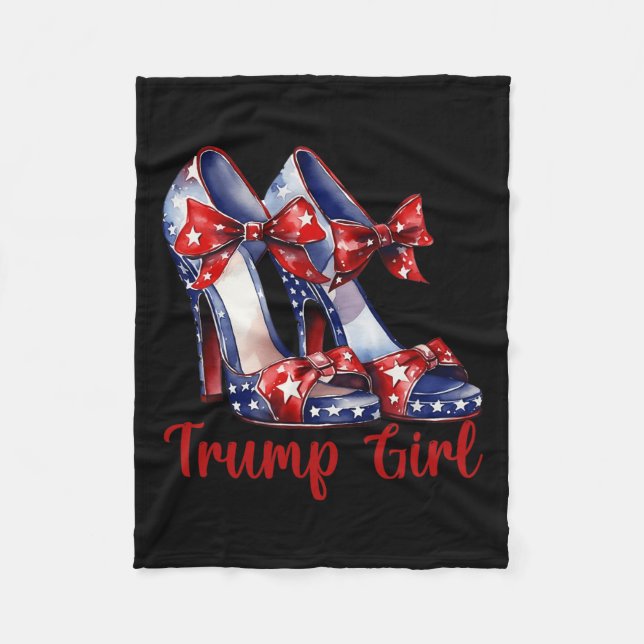 Trump Girl High Heel Stilettos American Flag Trump Fleece Blanket (Front)