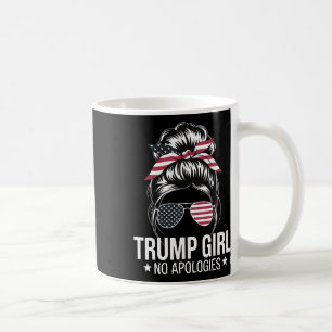 Trump Girl Messy Bun American Flag Sungles Patriot Coffee Mug