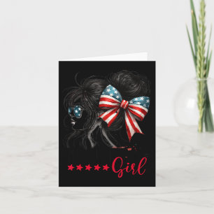 Trump Girl Messy Bun Sungles Trump 2024 Usa Flag Card