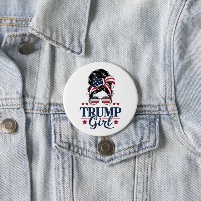 Trump Girl Messy Bun Trump 2024 Election American  7.5 Cm Round Badge (In Situ)