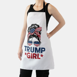 Trump Girl Messy Bun Trump 2024 Election American  Apron