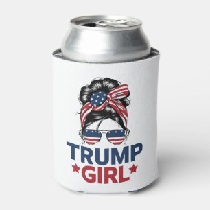 Trump Girl Messy Bun Trump 2024 Election American  Can Cooler