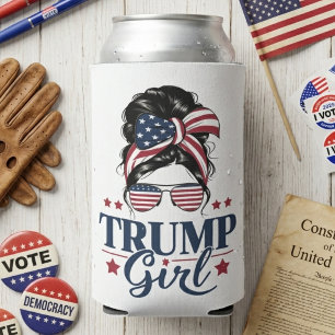 Trump Girl Messy Bun Trump 2024 Election American  Can Cooler