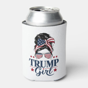 Trump Girl Messy Bun Trump 2024 Election American  Can Cooler