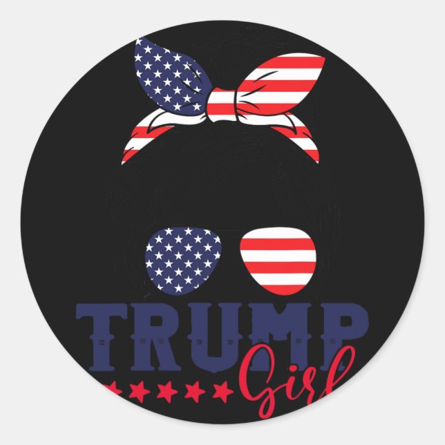 Trump Girl Messy Bun Trump 2024 Election American  Classic Round Sticker (Front)