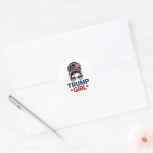 Trump Girl Messy Bun Trump 2024 Election American  Classic Round Sticker