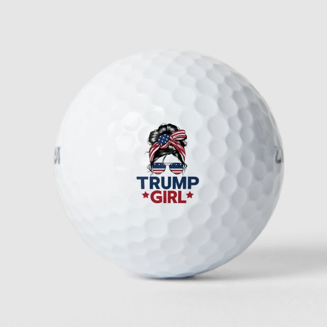 Trump Girl Messy Bun Trump 2024 Election American  Golf Balls (Front)