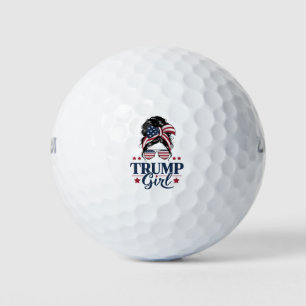 Trump Girl Messy Bun Trump 2024 Election American  Golf Balls
