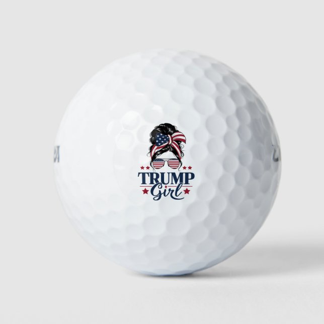 Trump Girl Messy Bun Trump 2024 Election American  Golf Balls (Front)