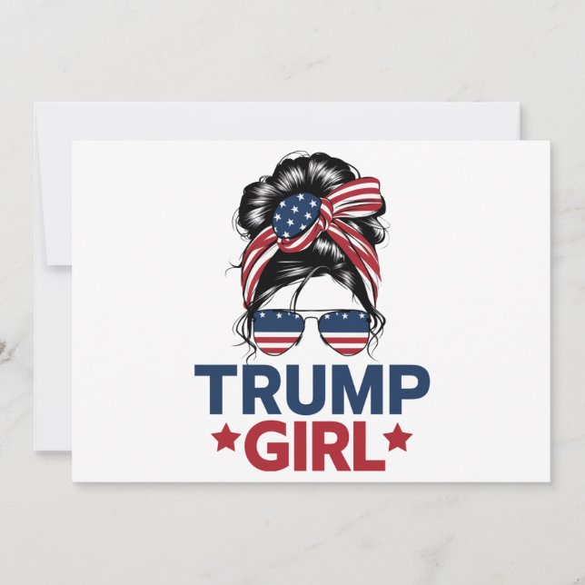 Trump Girl Messy Bun Trump 2024 Election American  Invitation (Front)