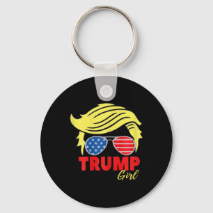 Trump Girl Messy Bun Trump 2024 Election American  Key Ring
